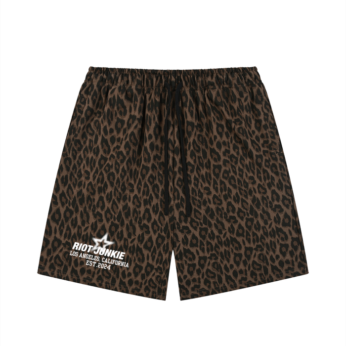 Unisex Heavyweight Leopard Drawstring Shorts