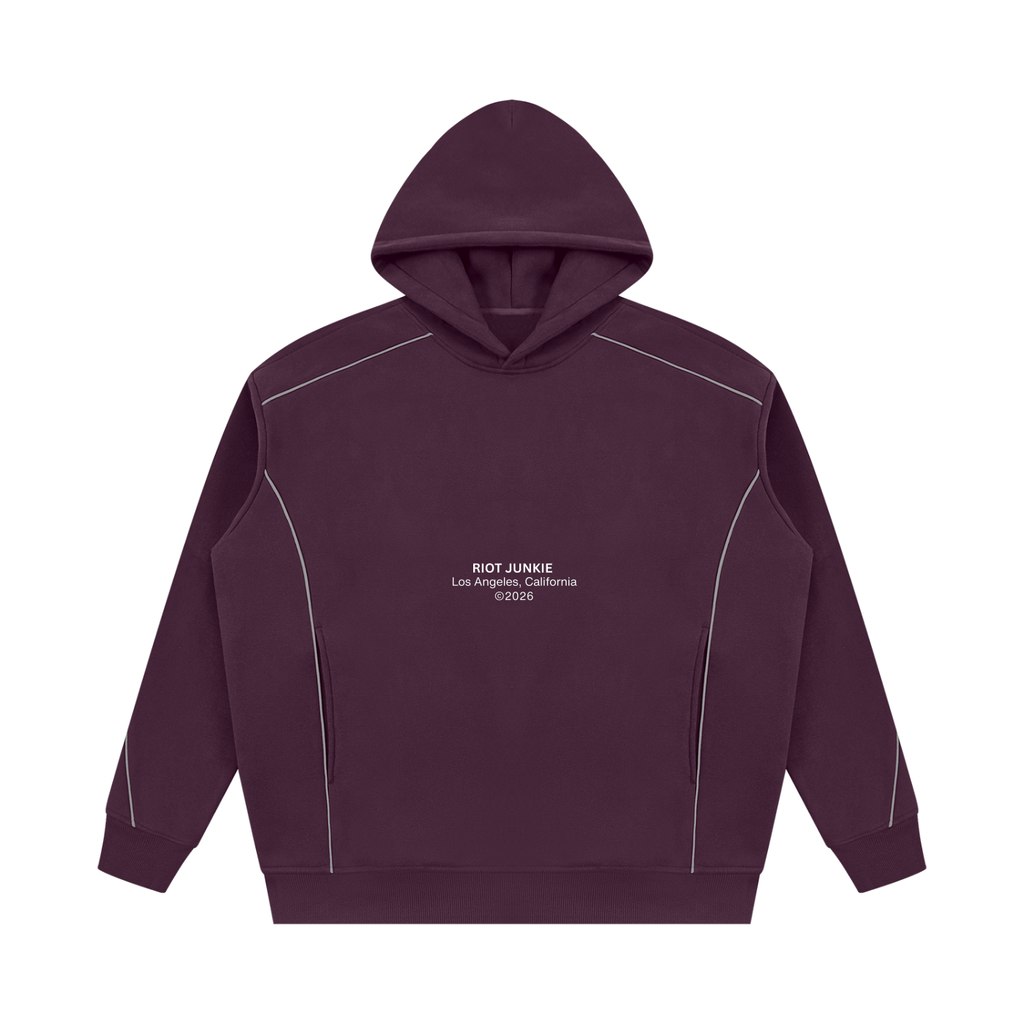 Unisex Oversized Piping Fleece Hoodie