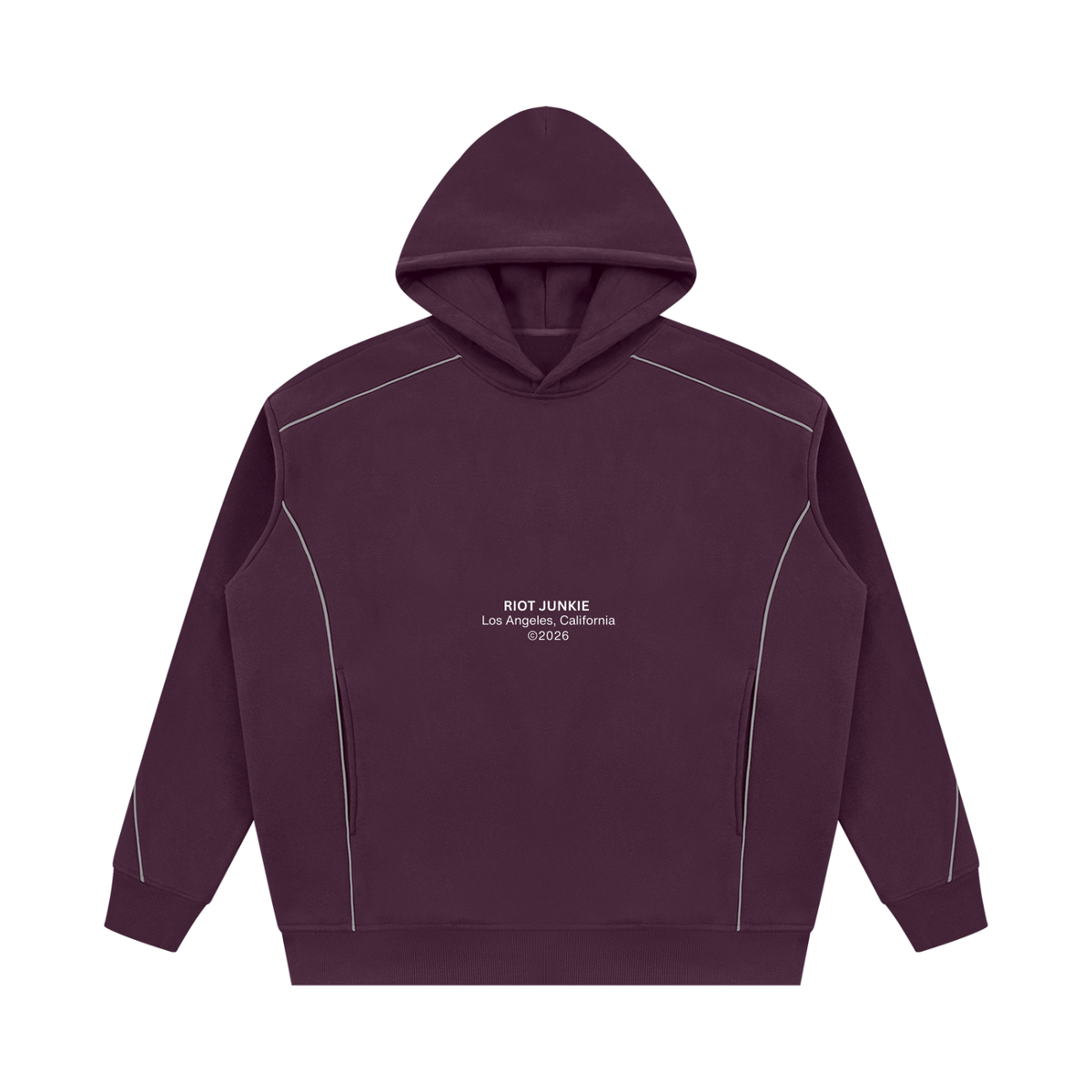 Unisex Oversized Piping Fleece Hoodie