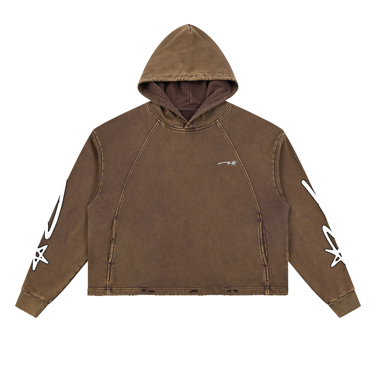 Vintage Washed Frayed-Hem Hoodie