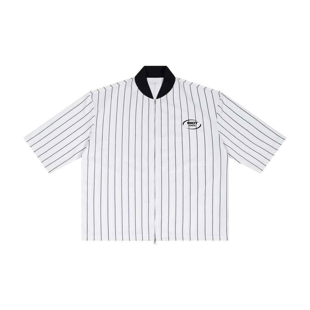 Unisex Striped Full-Zip Baseball Jersey