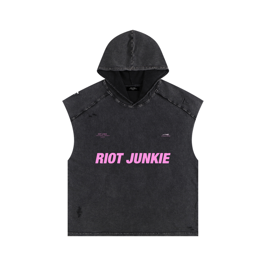 Snow Washed Boxy Hooded Tank Top
