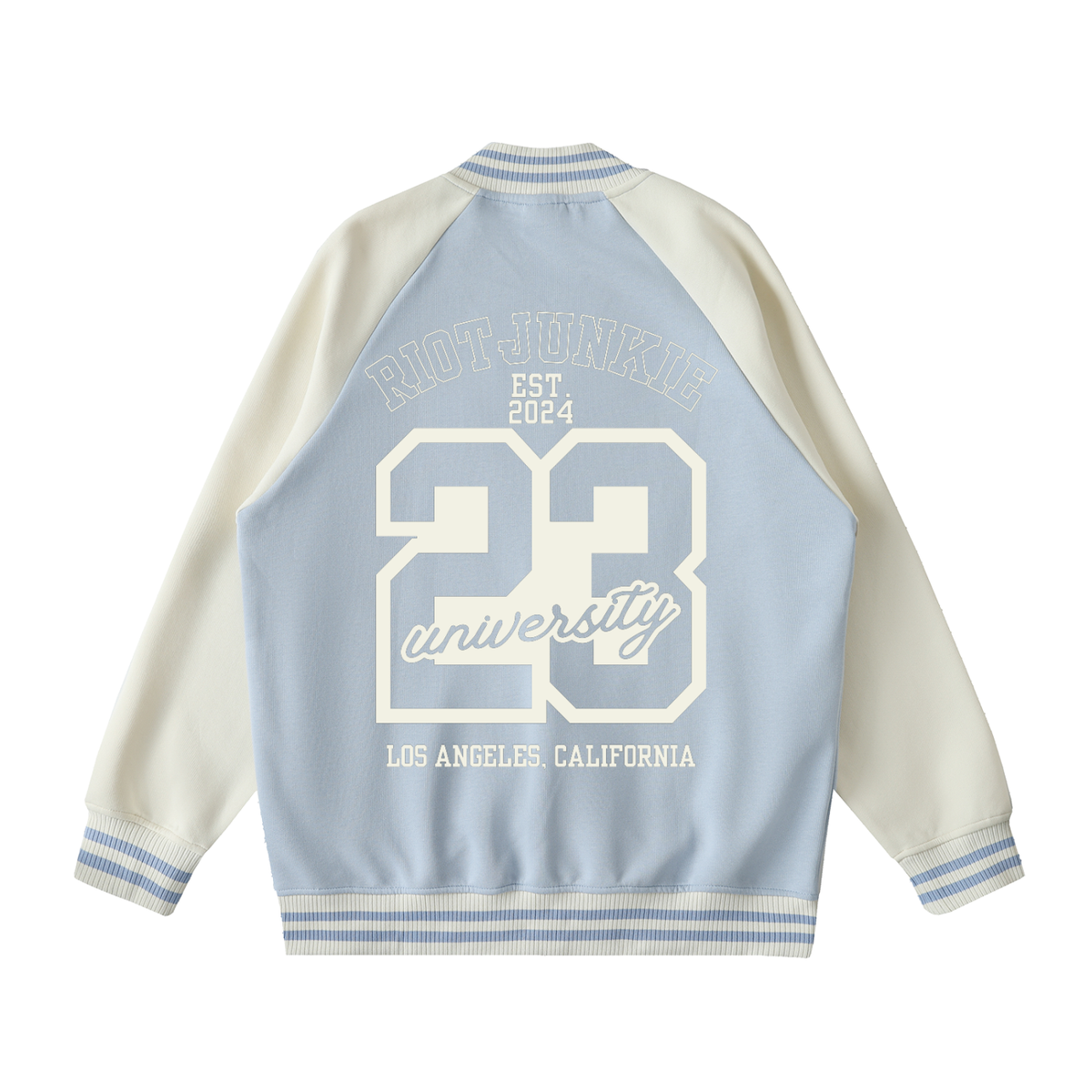 Two Tone Raglan Sleeve Varsity Jacket