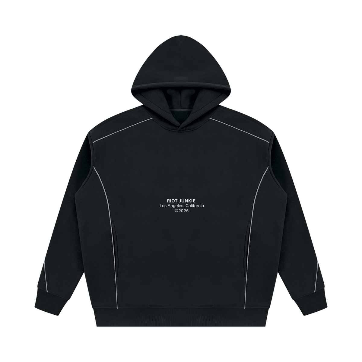 Unisex Oversized Piping Fleece Hoodie