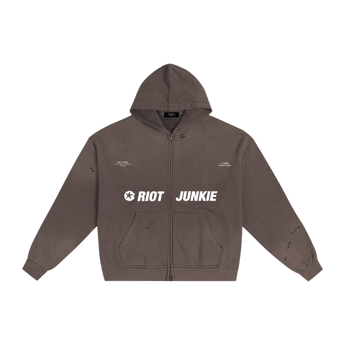 Hand-Frayed Sunfade Zip Hoodie
