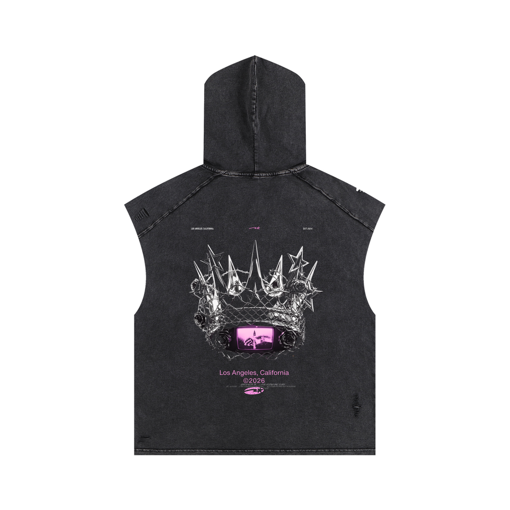 Snow Washed Boxy Hooded Tank Top