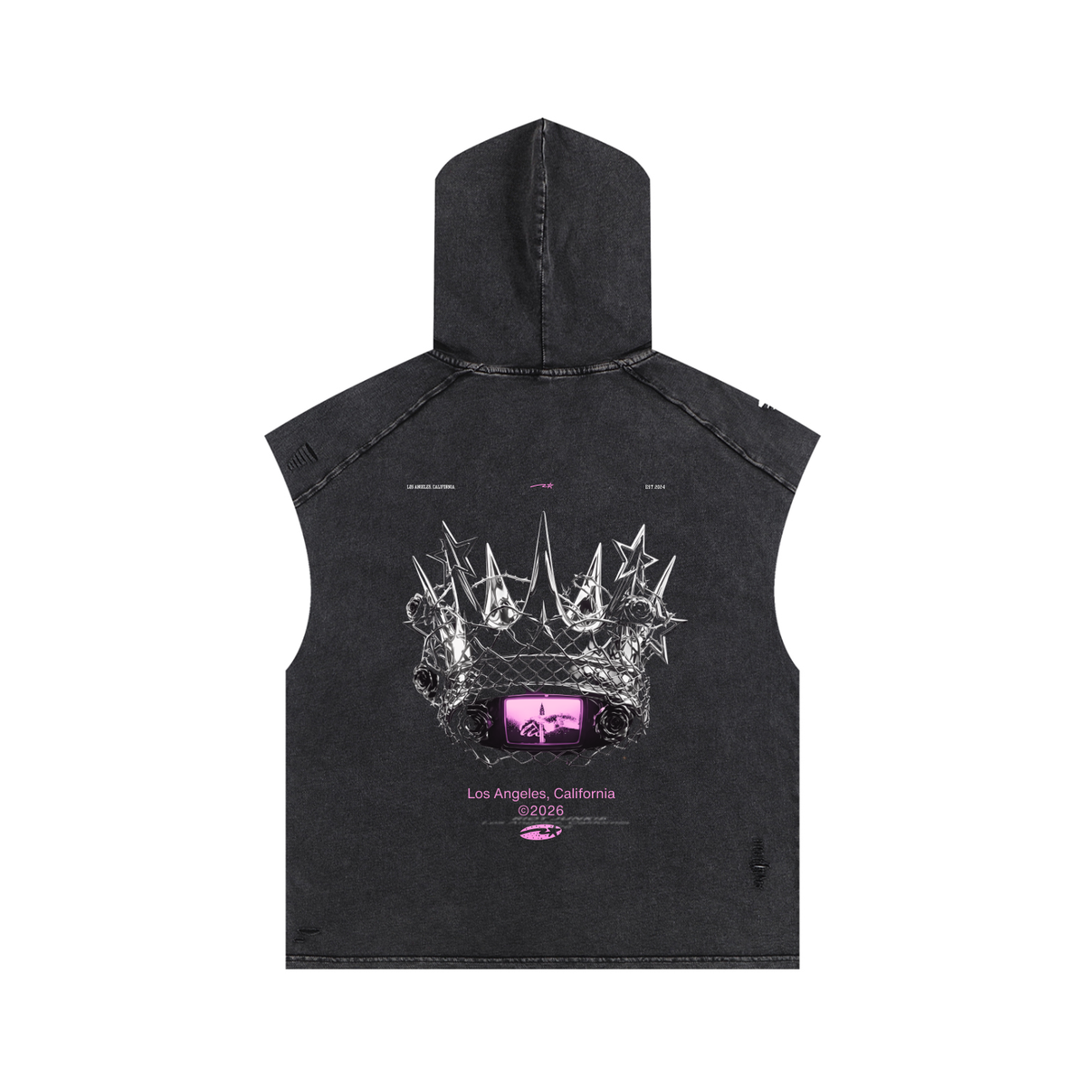 Snow Washed Boxy Hooded Tank Top