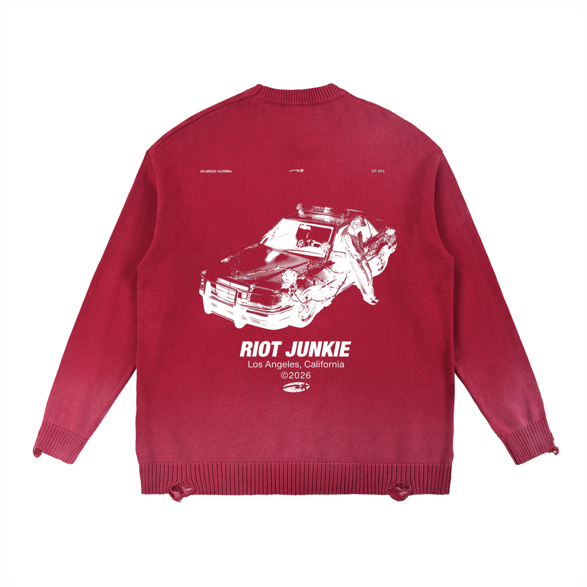 Sun Fade Distressed Ripped Crewneck sweater