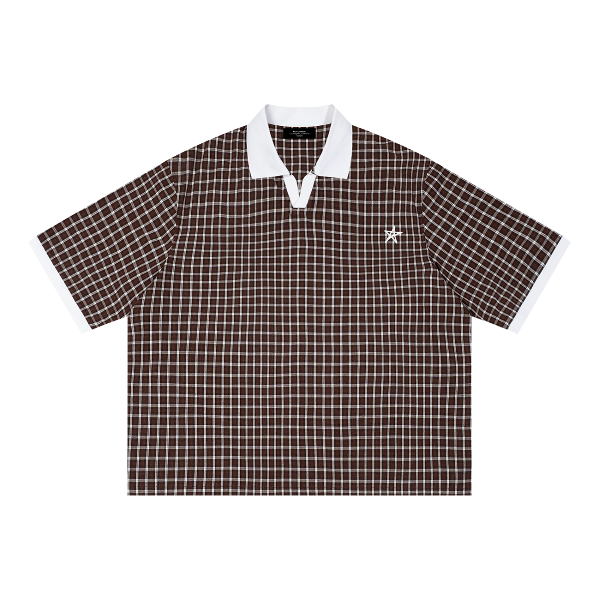 Unisex Boxy Plaid Color Block Polo Shirt