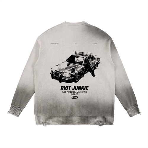 Sun Fade Distressed Ripped Crewneck sweater