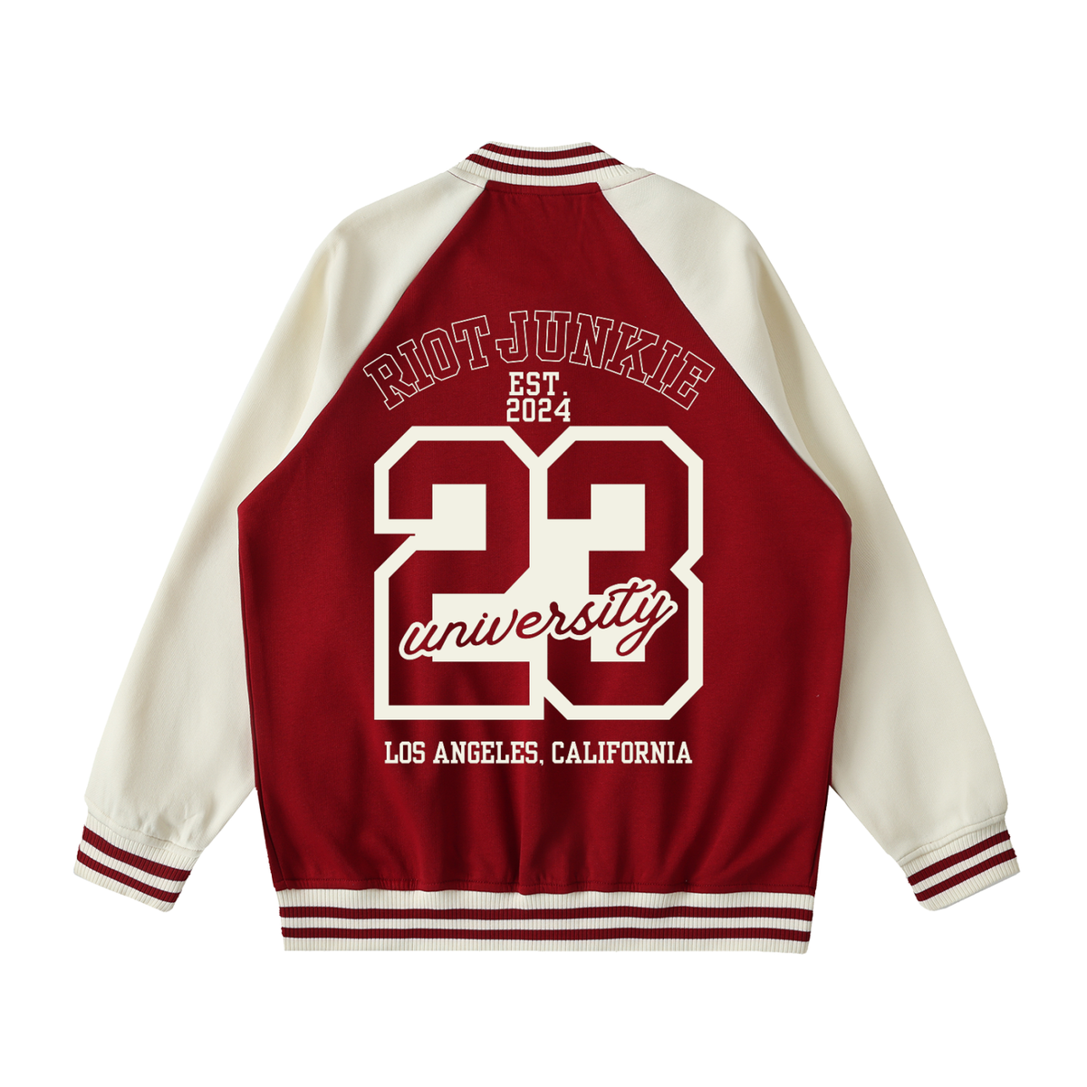 Two Tone Raglan Sleeve Varsity Jacket