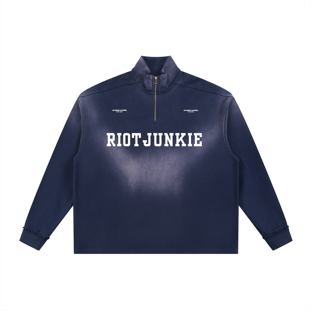 Sun Fade Raw Edge Quarter-Zip Sweatshirt