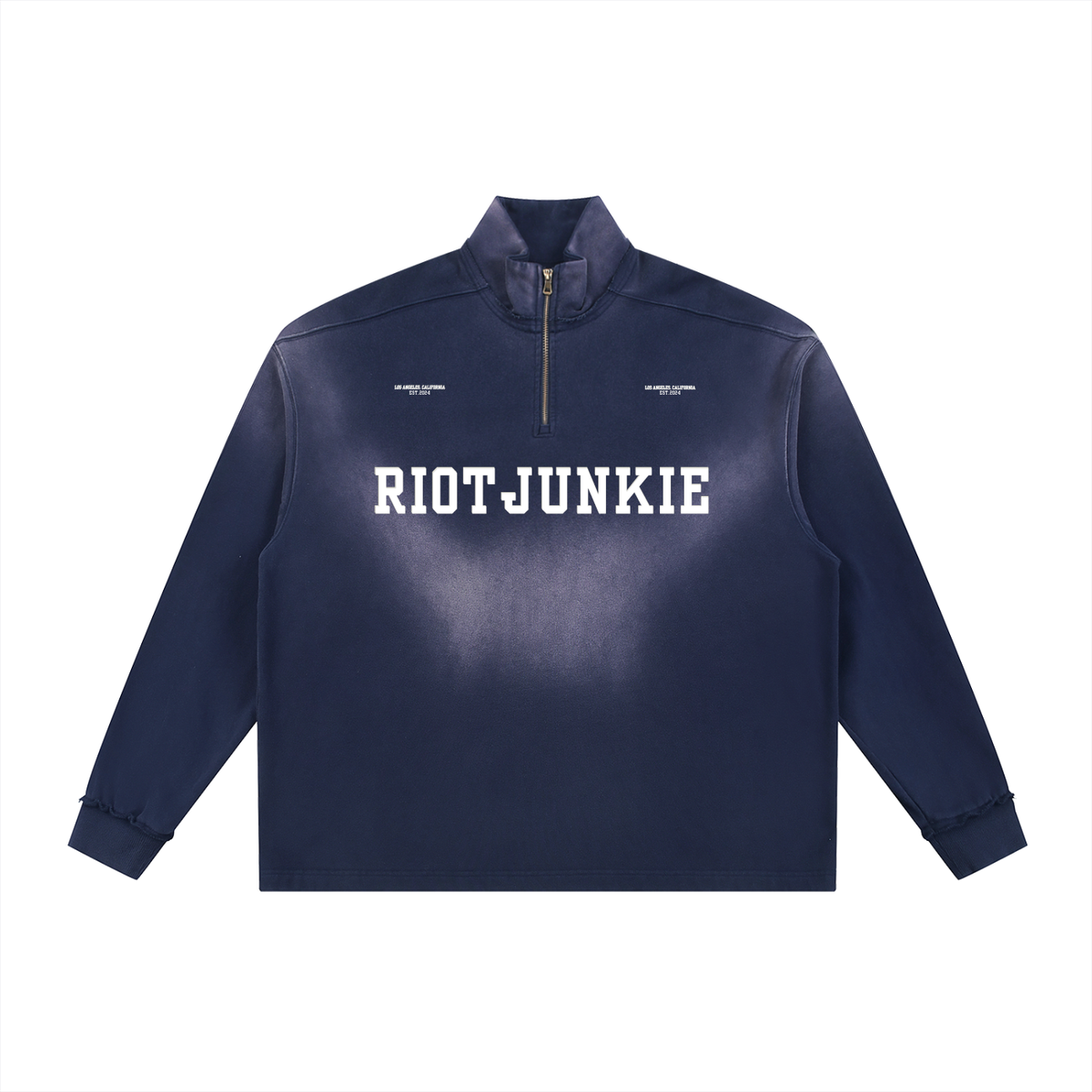 Sun Fade Raw Edge Quarter-Zip Sweatshirt
