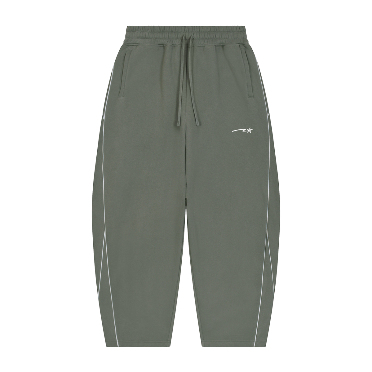 Unisex Piping Fleece Barrel Leg Sweatpants