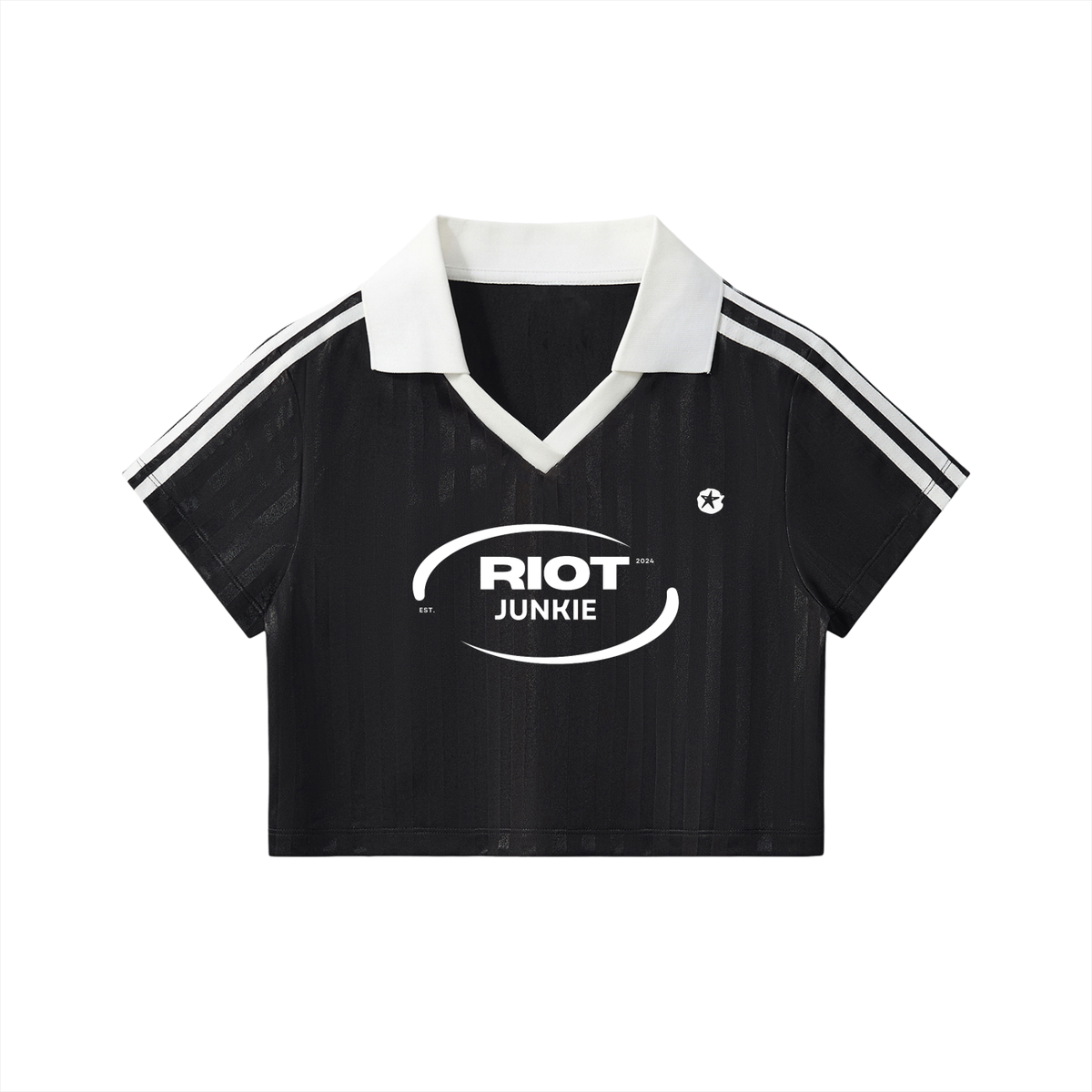 Contrast Collar Striped Cropped Jersey