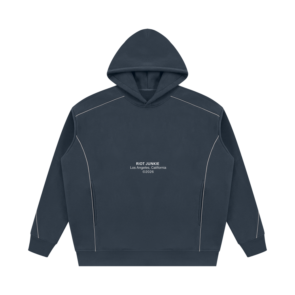 Unisex Oversized Piping Fleece Hoodie