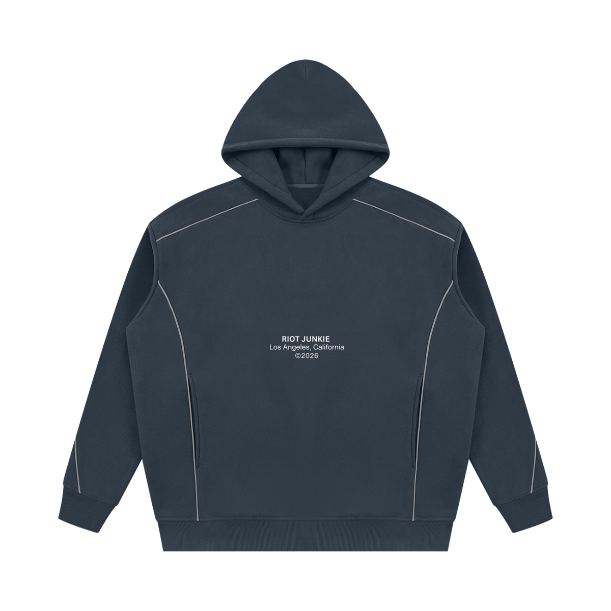 Unisex Oversized Piping Fleece Hoodie