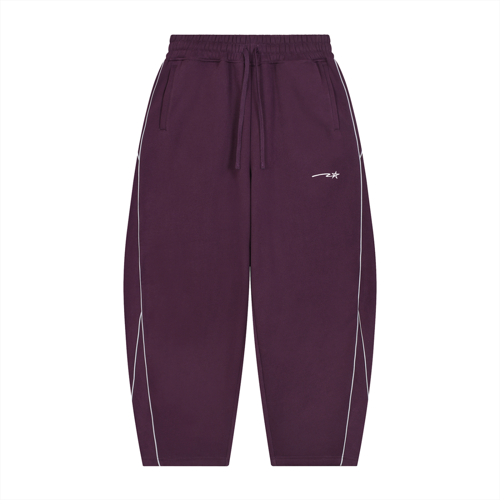 Unisex Piping Fleece Barrel Leg Sweatpants