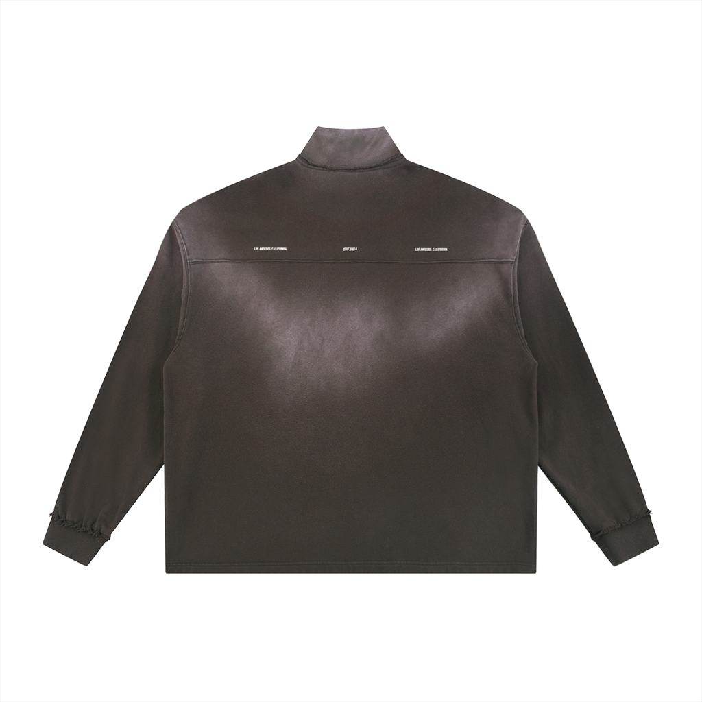 Sun Fade Raw Edge Quarter-Zip Sweatshirt