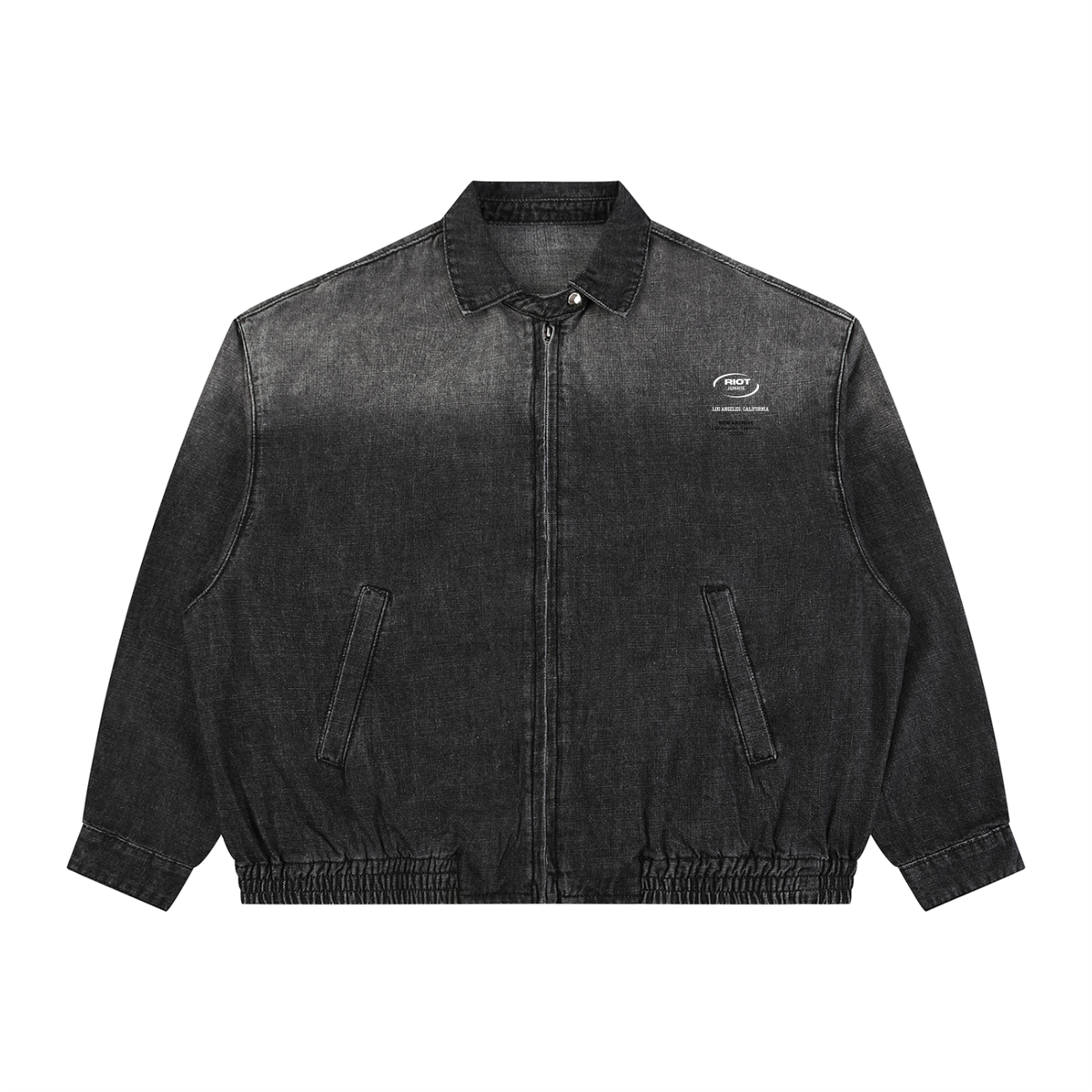 Unisex Vintage Wash Full-Zip Denim Jacket