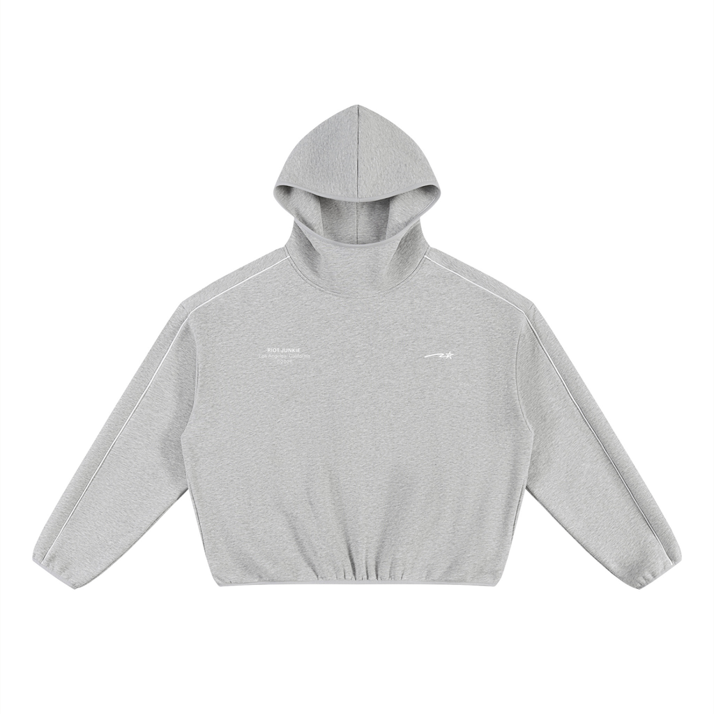 Unisex Boxy Piping Fleece Hoodie