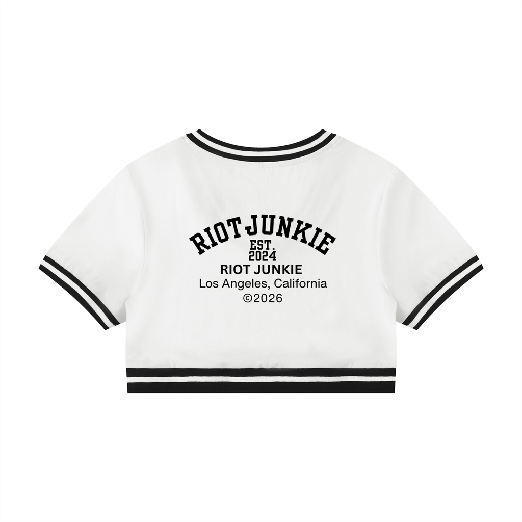 Women's Color Block V-Neck Crop T-Shirt