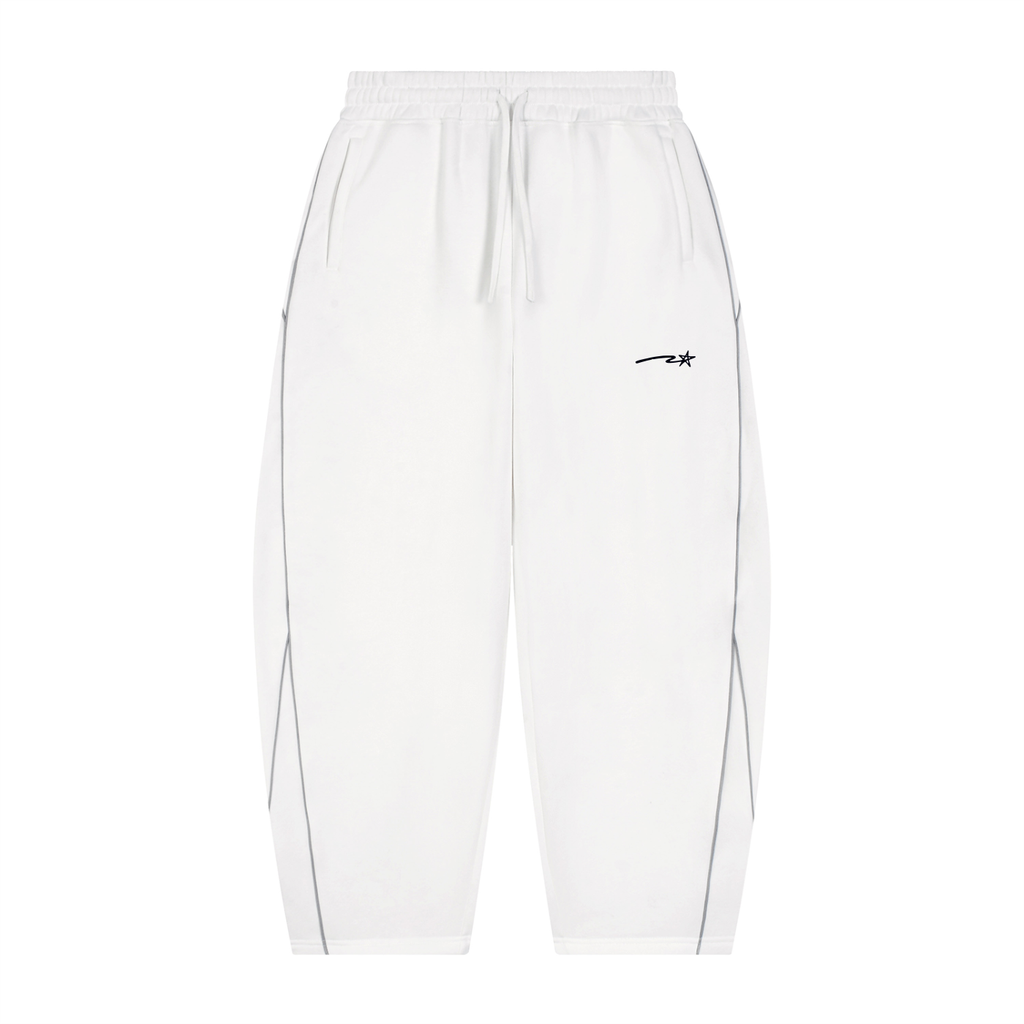 Unisex Piping Fleece Barrel Leg Sweatpants