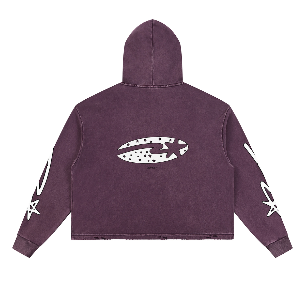 Vintage Washed Frayed-Hem Hoodie